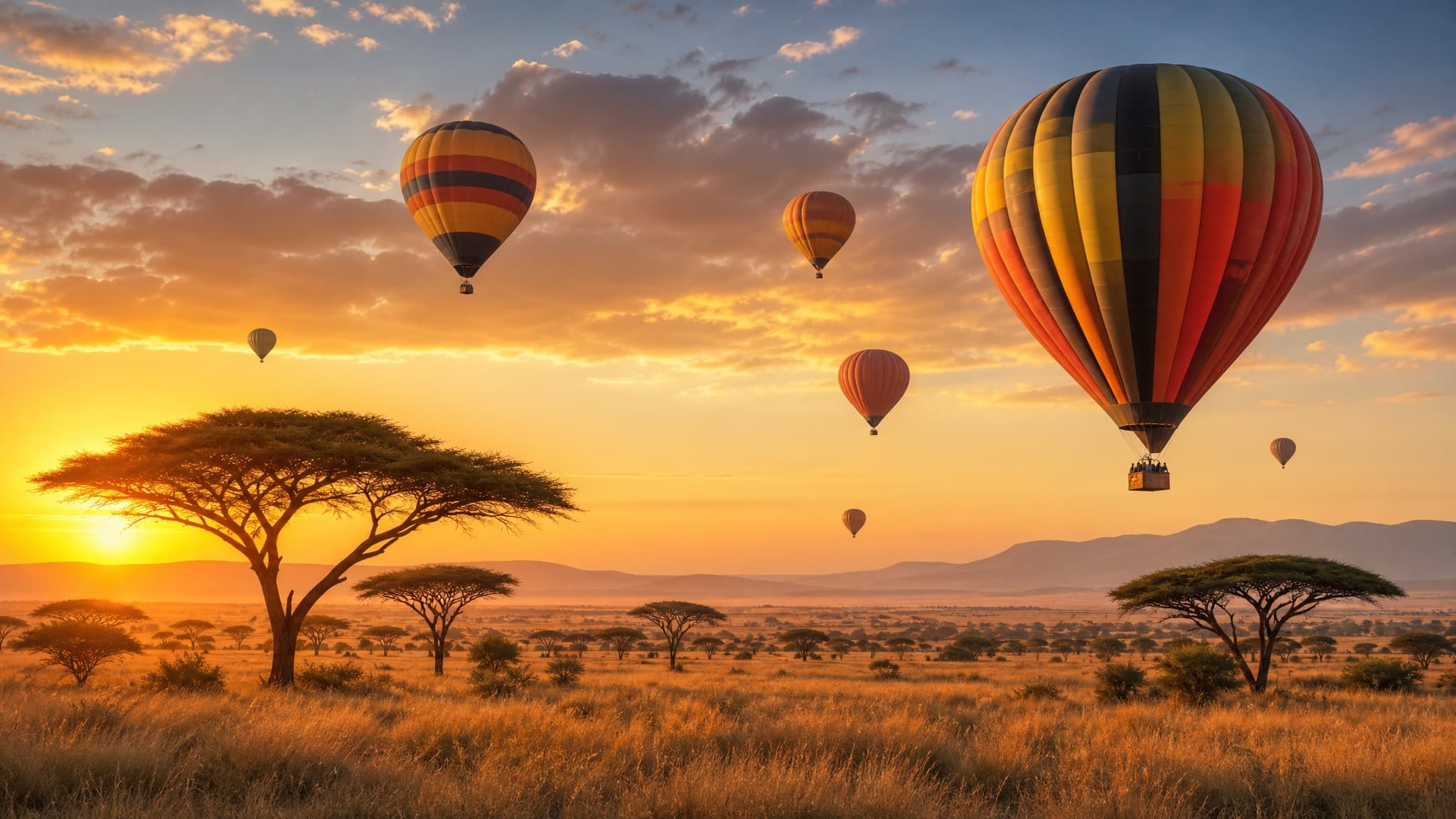 Kenya — Balloon-lit savanna, big-cat game drives and a camp deck facing the herd